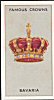 Cigarette cards by Phillips Godfrey  Famous Crowns.   The cigarette cards in the set are : 1 Hungary 2 Louis XV 3 Austria 4 Pope Julius II 5 Anglo-Saxon 6 Sweden 7 Louis IX 8 Denmark 9 Charlemagne 10 Reccessvinthus 11 Brazil 12 Bohemia 13 Rameses II 14 Lombardy 15 Russia 16 Italy 17 Austrian Archduke 18 Napoleon I 19 Roumania 20 Scotland 21 Germany 22 Catherine II 23 Bavaria 24 Kasan 25 Kiev