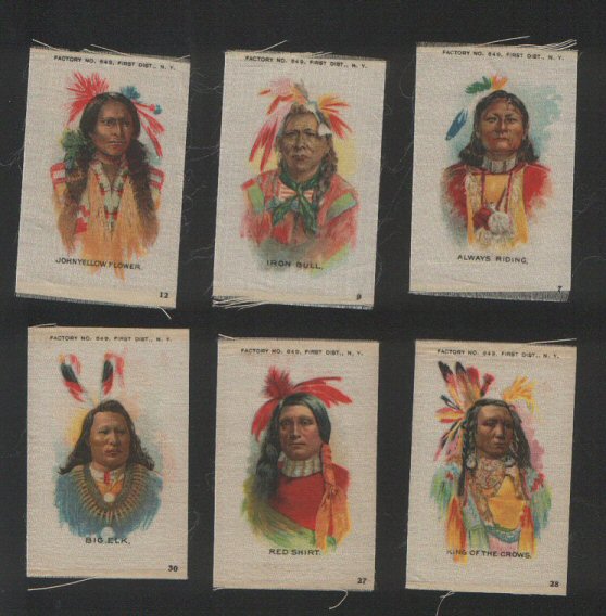 Indian Portraits "Celebrated American Indian Chiefs" 1910 silk  cigarette cards issues M size medium, all MINT condition, excellent wonderful condition, complete set of 50issues M size medium, all MINT condition, excellent wonderful condition, complete set of 50