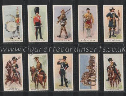 Regimental Uniforms 1936 beautiful set of 50 cigarette cards,, MINT