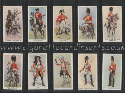 Regimental Uniforms 1936 beautiful set of 50 cigarette cards,, MINT