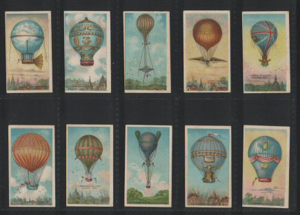 Aviation Series  1912 incredible images of early balloon aircraft set of 50  cigarette cards, all strong with sharp corners 