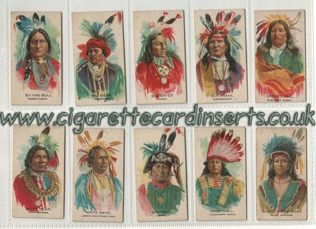 Indian Chiefs. 1930 beautifully coloured artwork of famous Red Indians, a very desirable set of 50 cigarette cards average vg