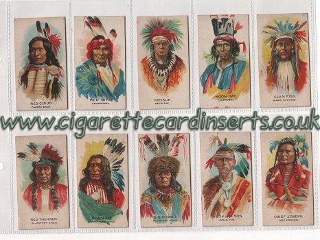 Indian Chiefs. 1930 beautifully coloured artwork of famous Red Indians, a very desirable set of 50 cigarette cards average vg