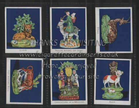 Old Staffordshire Figures 1926 complete set of 24 large size cigarette cards , beautiful art & colouring, embossed, excellent mint condition, a delightful set