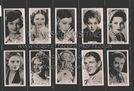 Famous Film Stars 1935 complete set of 28 photographic cards, lovely set, all MINT condition