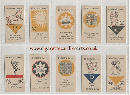 What the stars say. 1934 set of 50 cigarette cards depicting mysticism and tarot reading, excellent condition
