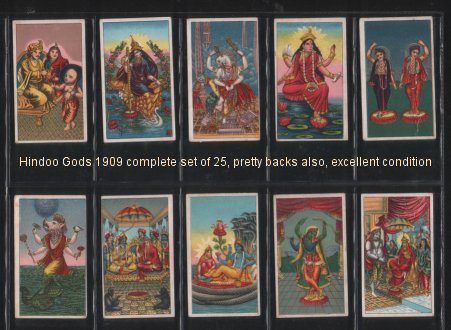 Hindoo Gods 1909 incredible colouring & art, complete set of 25, pretty backs also, excellent condition