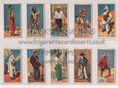 Picturesque People of the Empire By Player`s 1938 pretty set of 25 cigarette cards issued with "Drumhead" cigarettes for overseas market, very good condition
