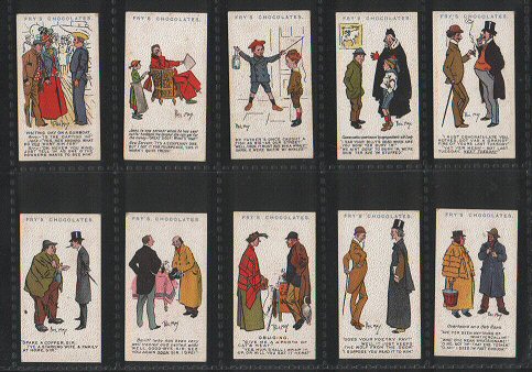 Phil May Sketches 1905 beautiful set of 50 cards showing cartoons by famous artist Phil May, excellent condition.