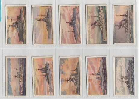 Warships 1926 complete set of 50 cigarette cards   NZ issue excellent condition .